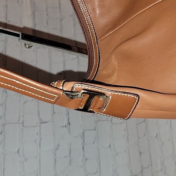 Talbots Two-tone Brown Leather Hobo Shoulder Bag - Picture 3 of 8